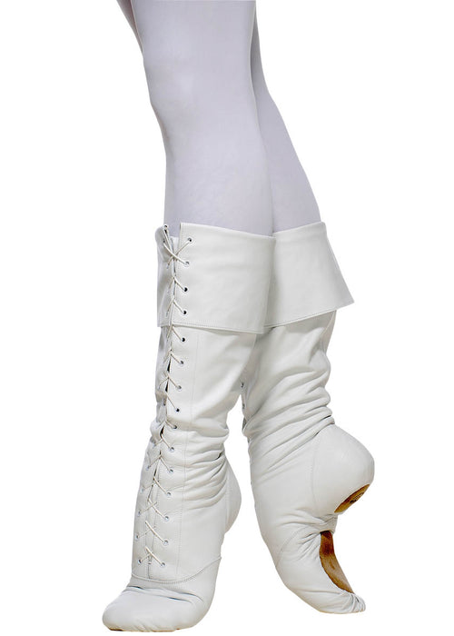 Laced up male ballet  boots with pleats, leather