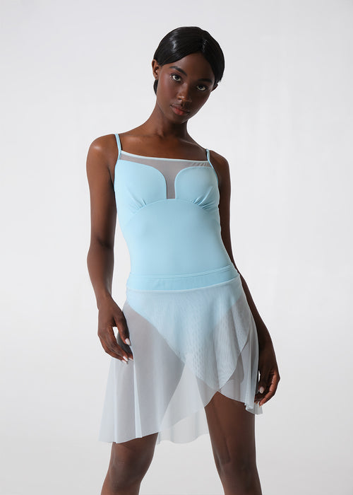 NORA, High-Lo mesh pull on faux wrap skirt