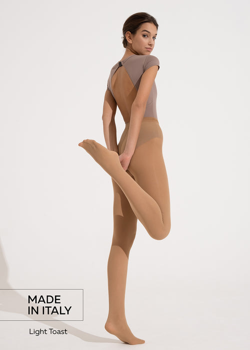 Footed microfiber tights