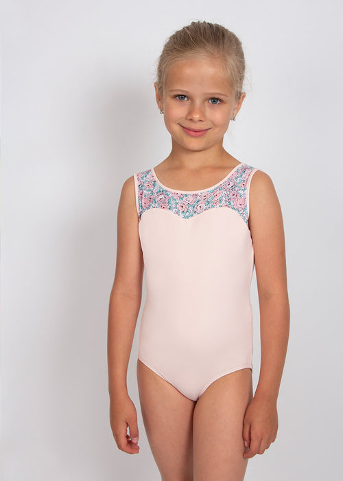 BRENDA, Tank-style Leotard with rosette print