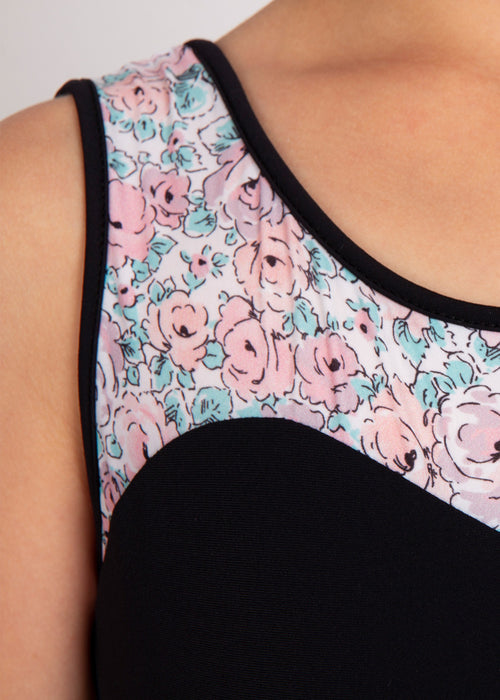 BRENDA, Tank-style Leotard with rosette print