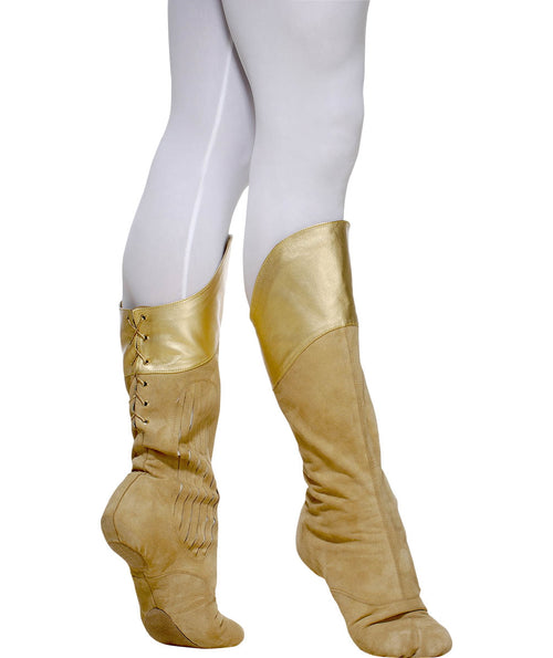 Laced up male ballet boots with pleats