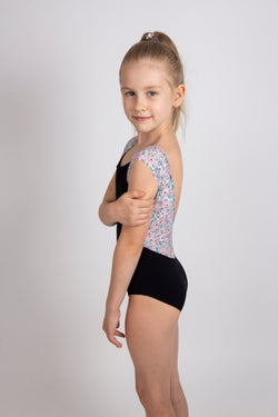 BRADIE, Cap Sleeve Leotard with rosette print